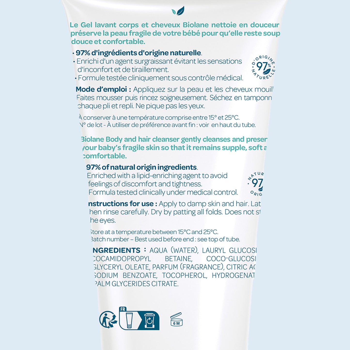 Biolane Baby Body & Hair Wash Gel 750 ml