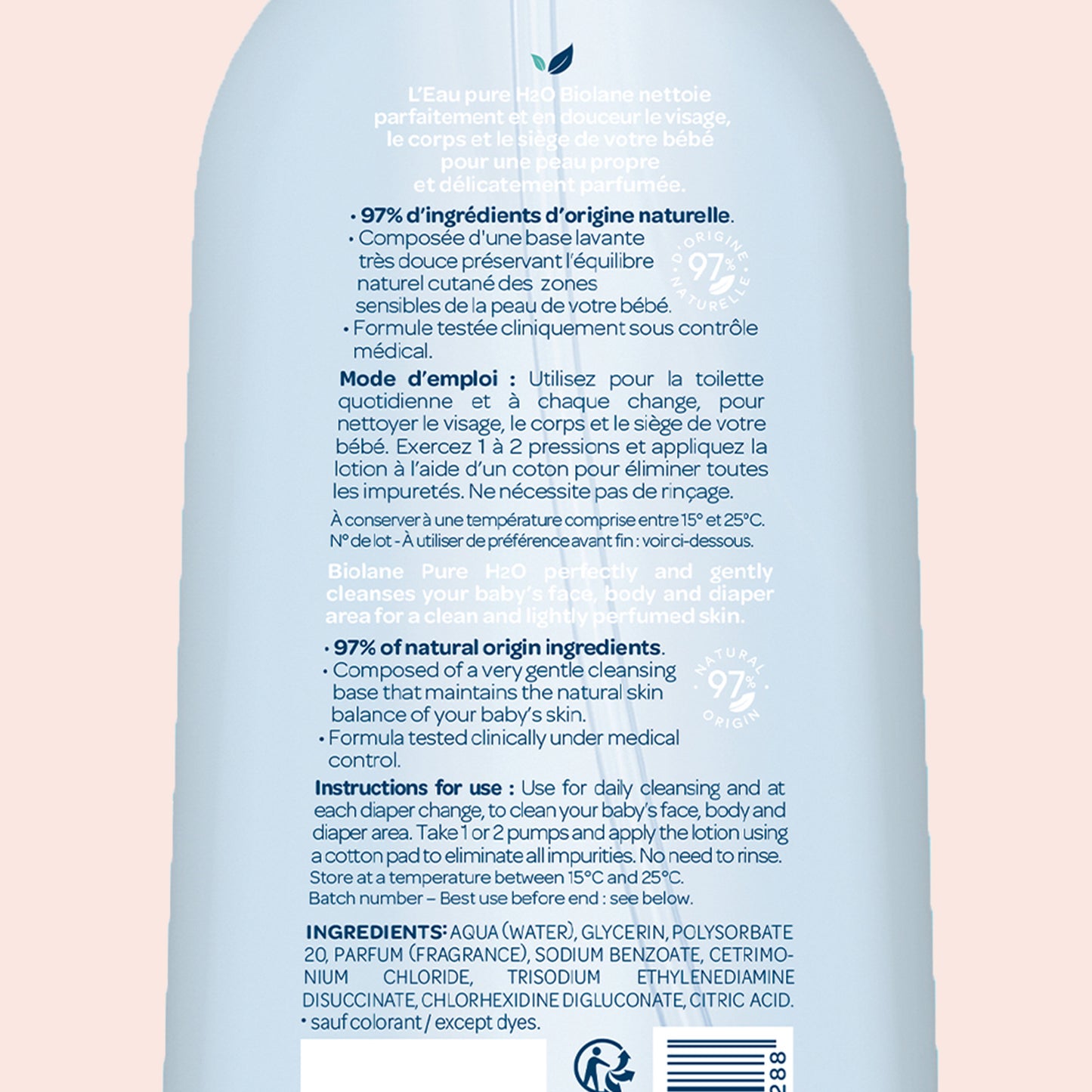 Biolane Pure H2O Cleanser 750 ml