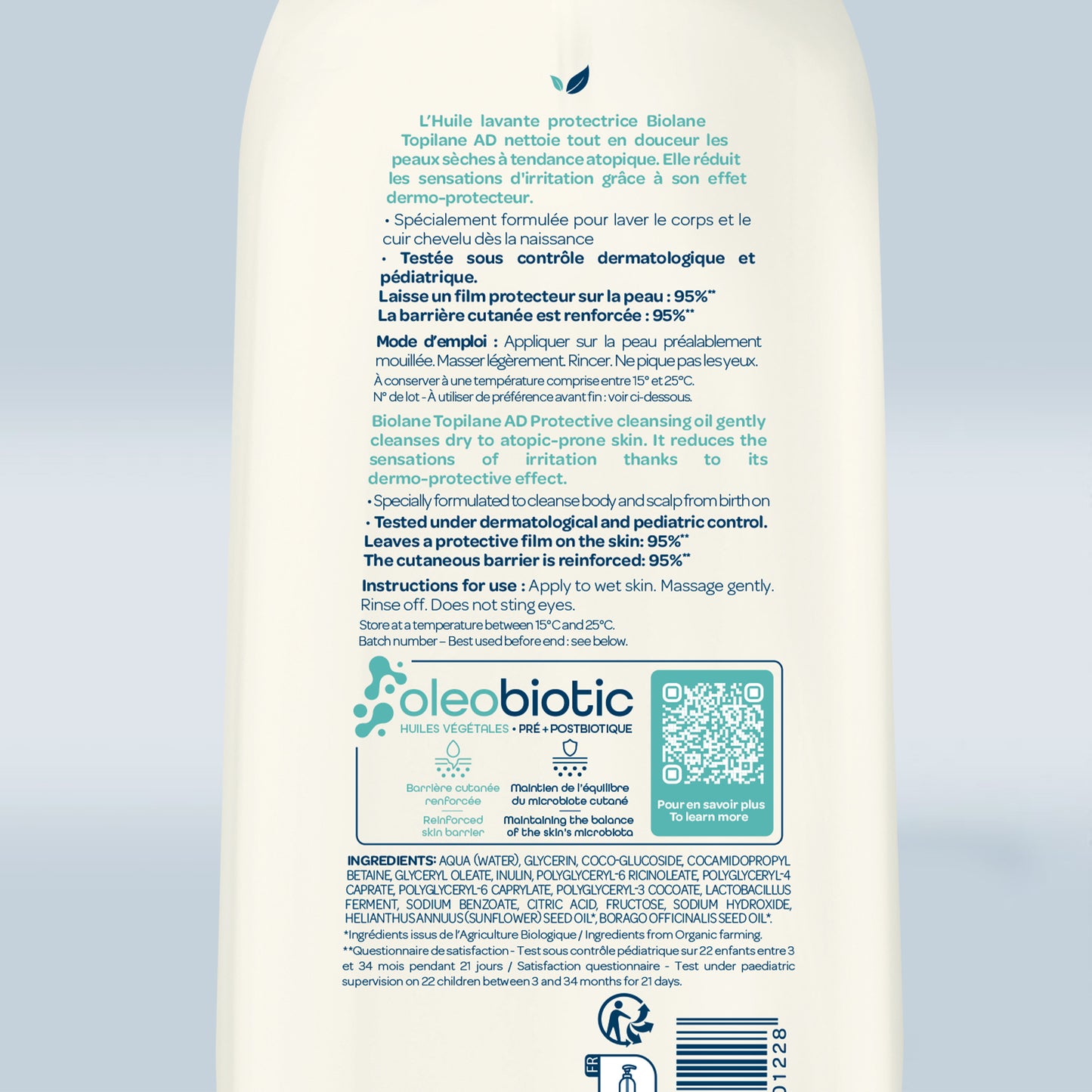 Biolane Topilane AD Protective Cleansing Oil